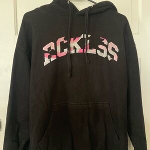 Young & Reckless Black Hoodie with Pink and White Graphic